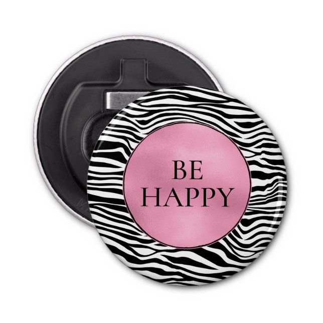 Black and White Zebra Print Bottle Opener (Front)