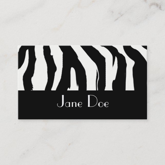 Black and white Zebra Print Business Cards (Front)