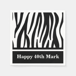 Black and White Zebra Print Designer Napkin