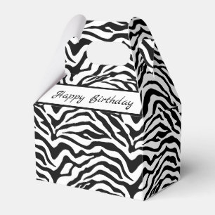 Black and white zebra print favor box