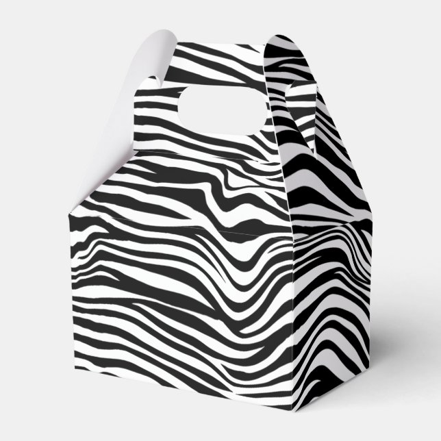 Black and White Zebra Print Favor Box (Front Side)