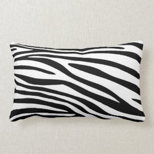 Black and White Zebra Print Fur Lumbar Pillow