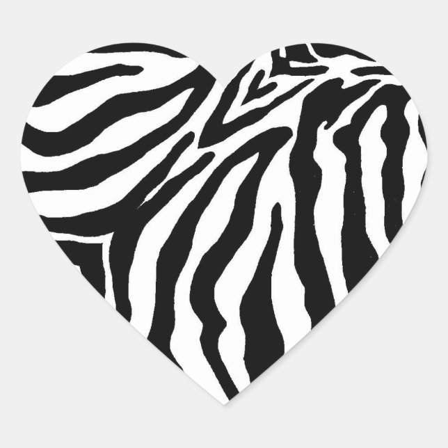 Black and White Zebra Print Heart Sticker (Front)