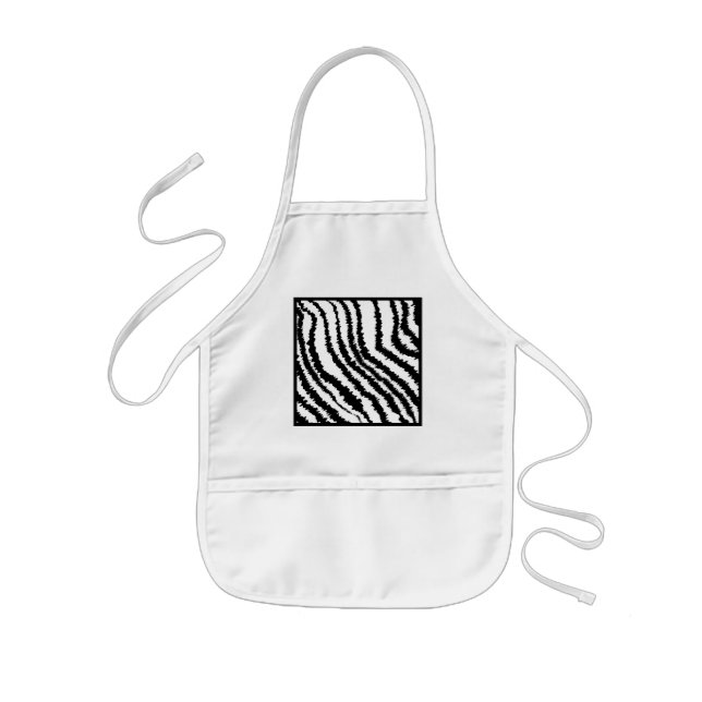 Black and White Zebra Print Pattern. Kids Apron (Front)