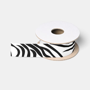 Black and White Zebra Print Pattern Satin Ribbon