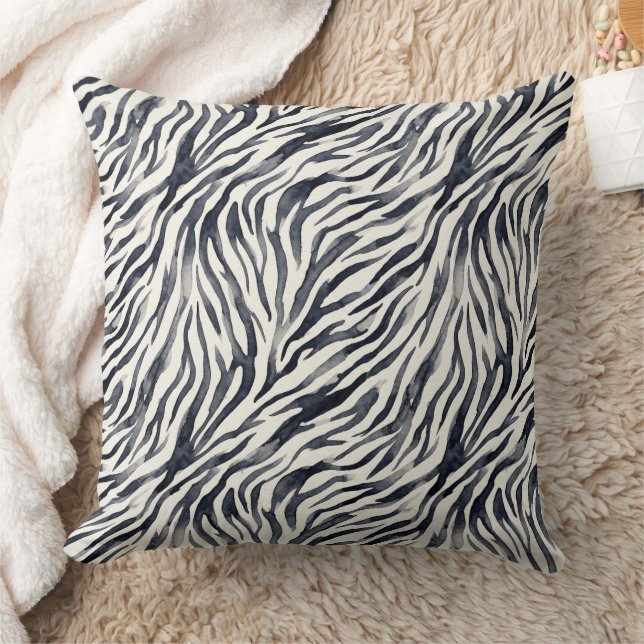 Black and White Zebra Print Pattern Throw Pillow (Blanket)