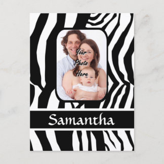 Black and white zebra print postcard