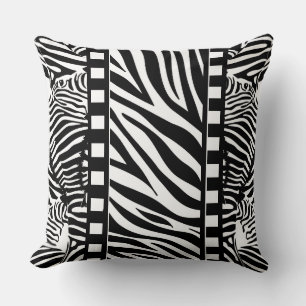 Black and White Zebra Print Throw Pillow