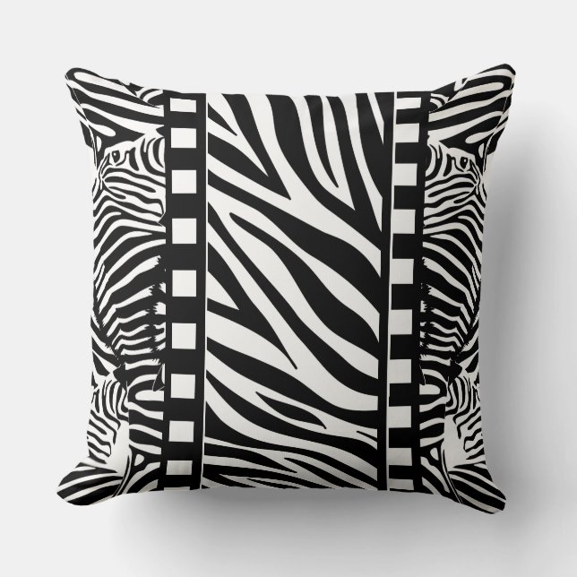 Black and White Zebra Print  Throw Pillow (Front)