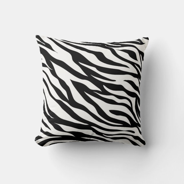 Black and White Zebra Print Throw Pillow (Front)