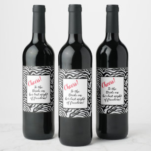 Black and white Zebra print Wine Label