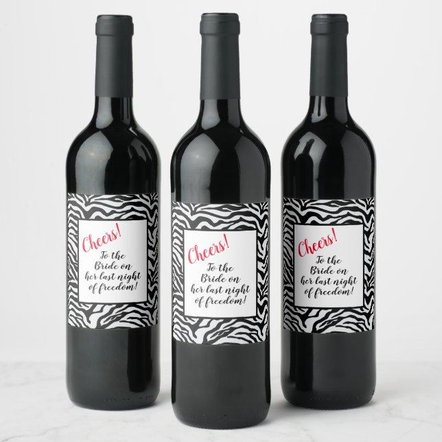 Black and white Zebra print Wine Label (Bottles)