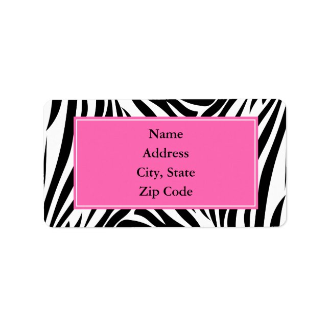 Black and White Zebra Print with Hot Pink Label (Front)