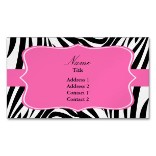 Black and White Zebra Print with Hot Pink Magnetic Business Card