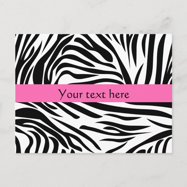 Black and White Zebra Print with Hot Pink Postcard (Front)