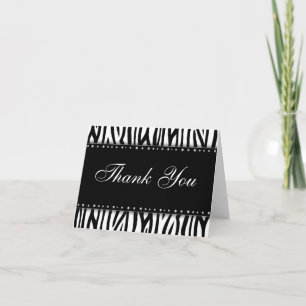 Black and White Zebra Printed Diamonds Thank You Card