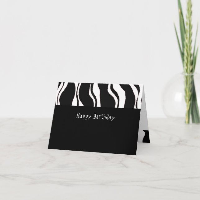 Black and White Zebra Stripe Birthday Thank You Card (Front)