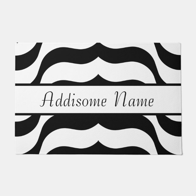 black and white zebra stripe pattern modern pillow doormat (Front)