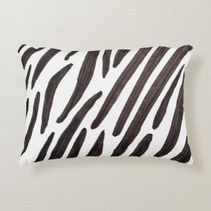 Black and white zebra stripes accent pillow