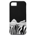 Black and white Zebra stripes and white ribbon