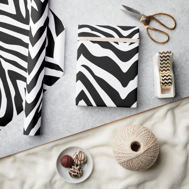 Black and White Zebra Stripes Animal Print Wrapping Paper (Crafts)