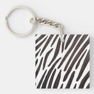 Black and white zebra stripes keychain