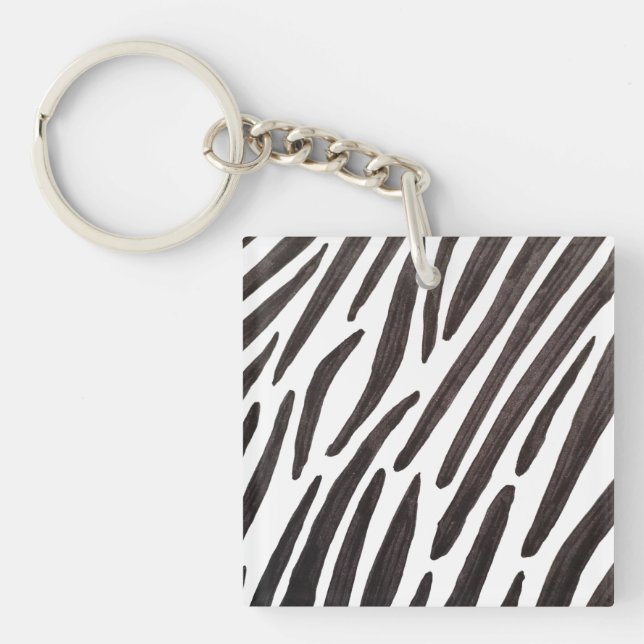 Black and white zebra stripes keychain (Front)