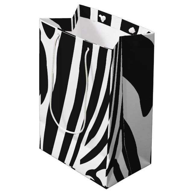 Black and White Zebra Stripes Pattern Medium Gift Bag (Front Angled)