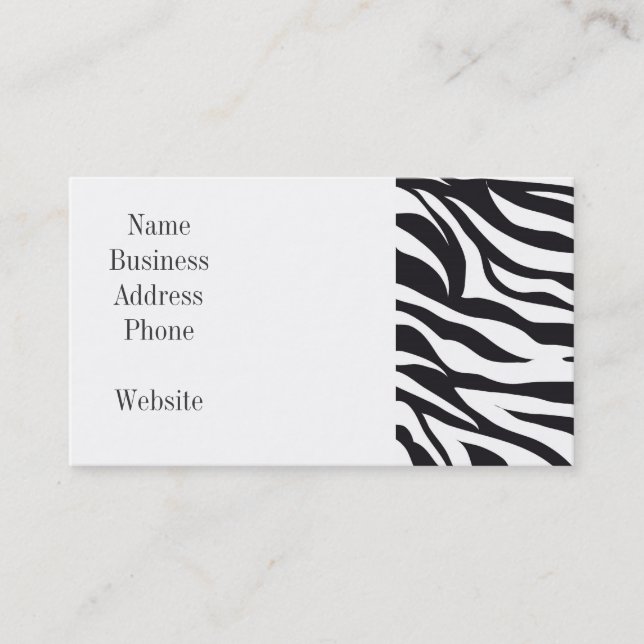 Black and White Zebra Stripes Print Pattern Gifts Business Card (Front)