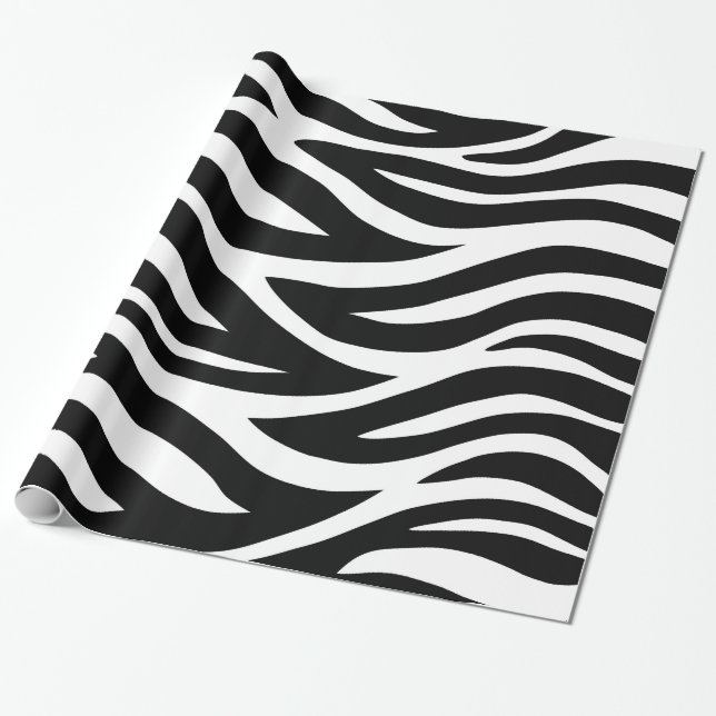 Black and White Zebra Stripes Wrapping Paper (Unrolled)