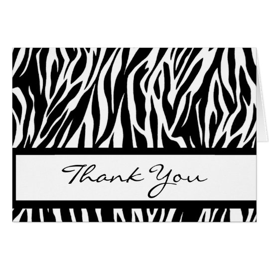 Black and White Zebra Thank You Card