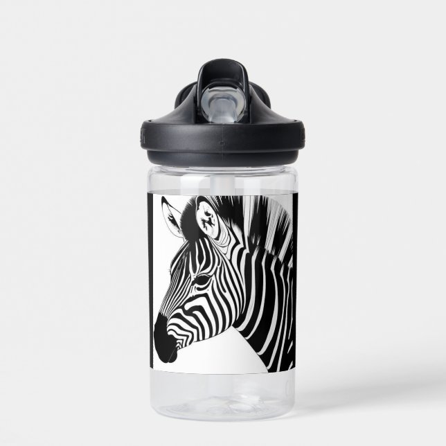 Black And White Zebra Water Bottle (Front)