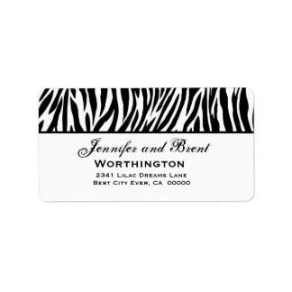 Black and White Zebra Wedding Address Label