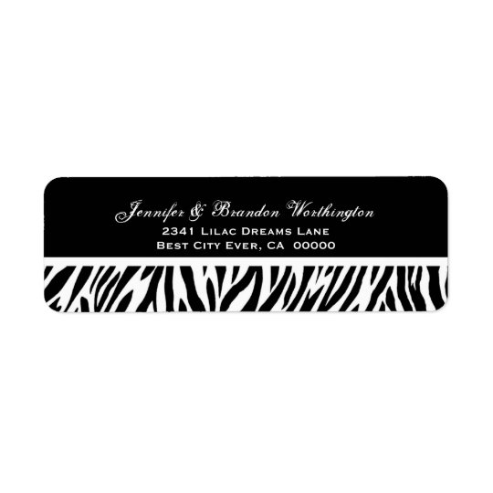 Black and White Zebra Wedding Address Return Address Label
