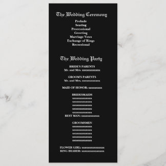 Black and White Zebra Wedding Program