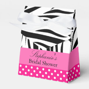 Black and White Zebra with Hot Pink Bridal Shower Favor Box