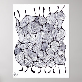 Black and White Zia Tangle Poster