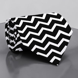 Black and White Zig Zag Custom Necktie