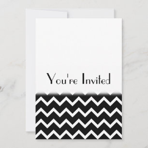 Black and White Zig Zag Pattern. Part Plain. Invitation