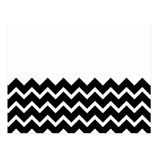 Black and White Zig Zag Pattern. Part Plain. Postcard