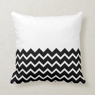 Black and White Zig Zag Pattern. Part Plain. Throw Pillow