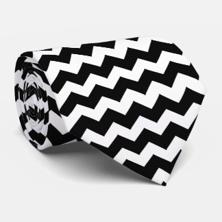 Black And White Zig Zag Stripe Tie