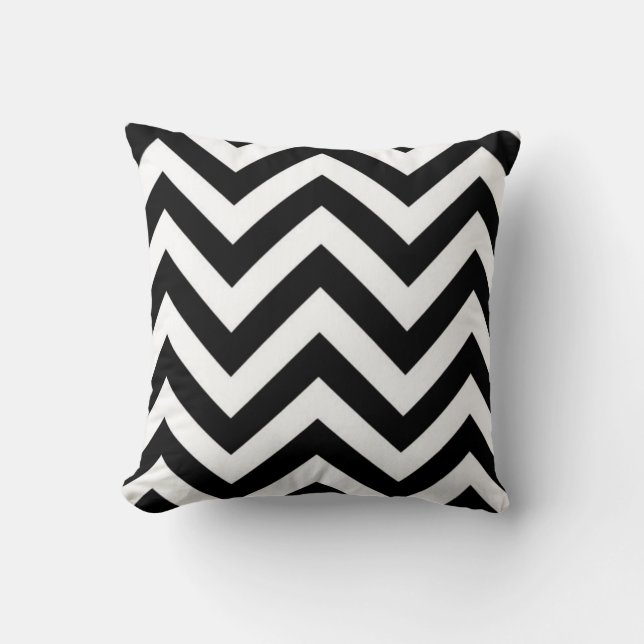 Black And White Zig Zags Cushion (Front)