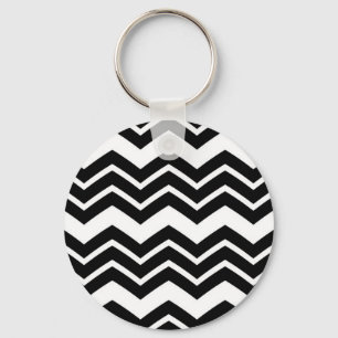Black And White ZigZag Chevron Design  Keychain