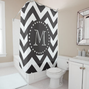 Black and White Zigzag Chevron Monogram