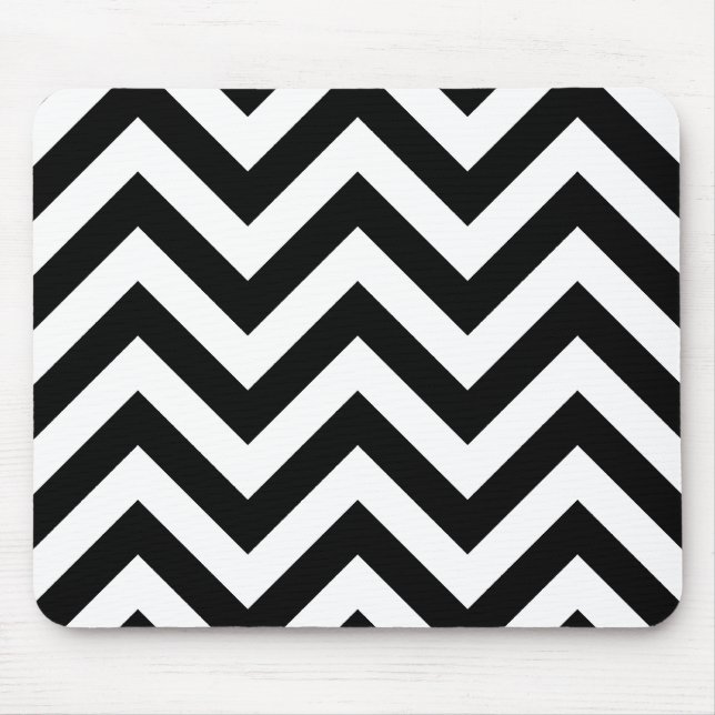 Black and white Zigzag Chevron Pattern Mouse Pad (Front)