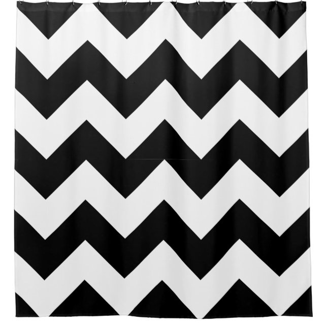 Black and White Zigzag Chevron Shower Curtains (Front)