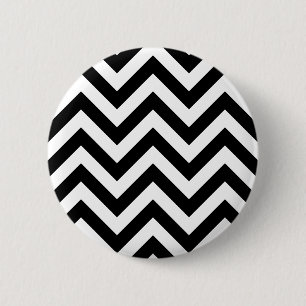 Black and white  Zigzag Chevrons Pattern 2 Inch Round Button
