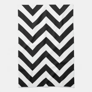 Black and white Zigzag Chevrons Pattern Kitchen Towel