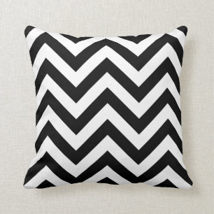 Black and white  Zigzag Chevrons Pattern Throw Pillow